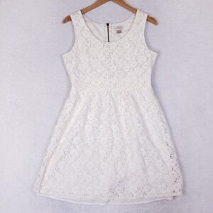 LOFT Women's White Lace Fit & Flare Dress Size 6 Sleeveless Bridal Shower
